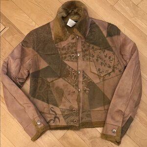 Bebe Brown and Tan Bomber Jacket with Vintage Style NWOT